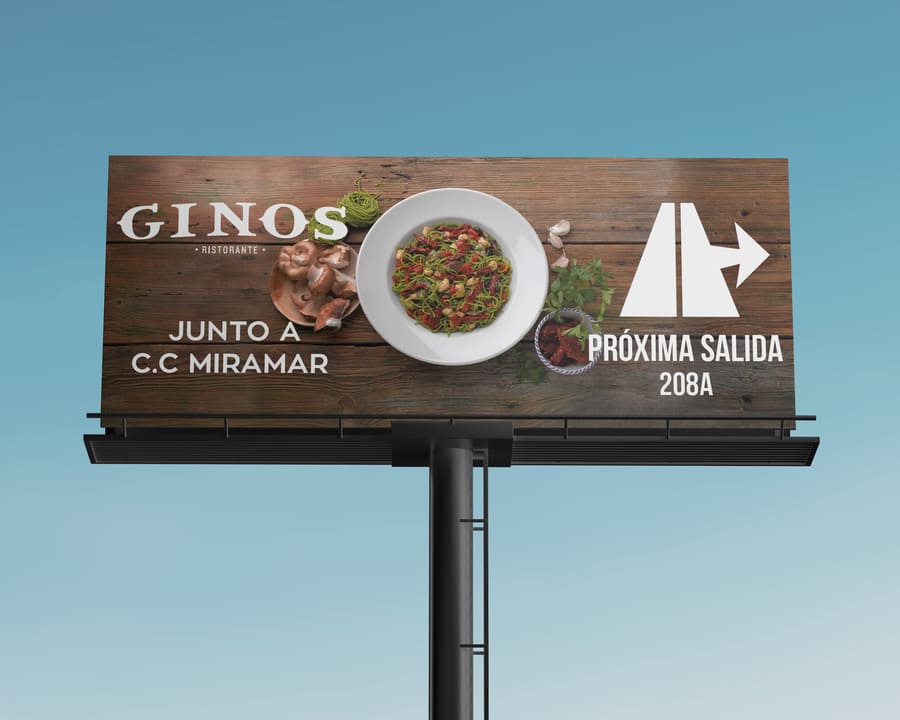 Monoposte publicitario restaurante Ginos